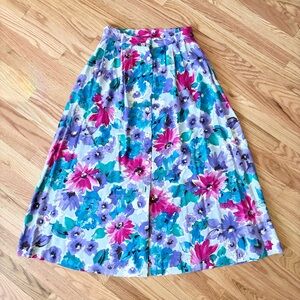 Vintage Worthington midi floral Skirt - Purple, blue and pink